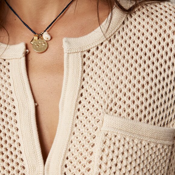 NWT J Crew Open Pointelle-Stitch Cardigan Warm Sesame - Picture 2 of 3